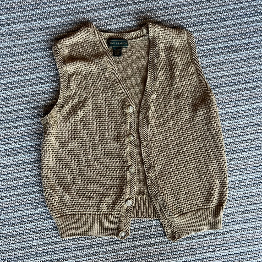 Tan Knit Button-Up Vest
